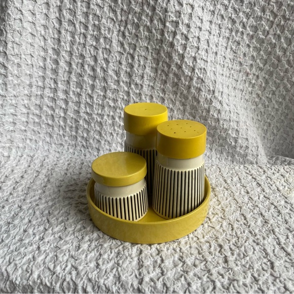 Vintage Hornsea Summertime Cruet set salt & pepper shaker mustard pot & dish MCM - Picture 3 of 16